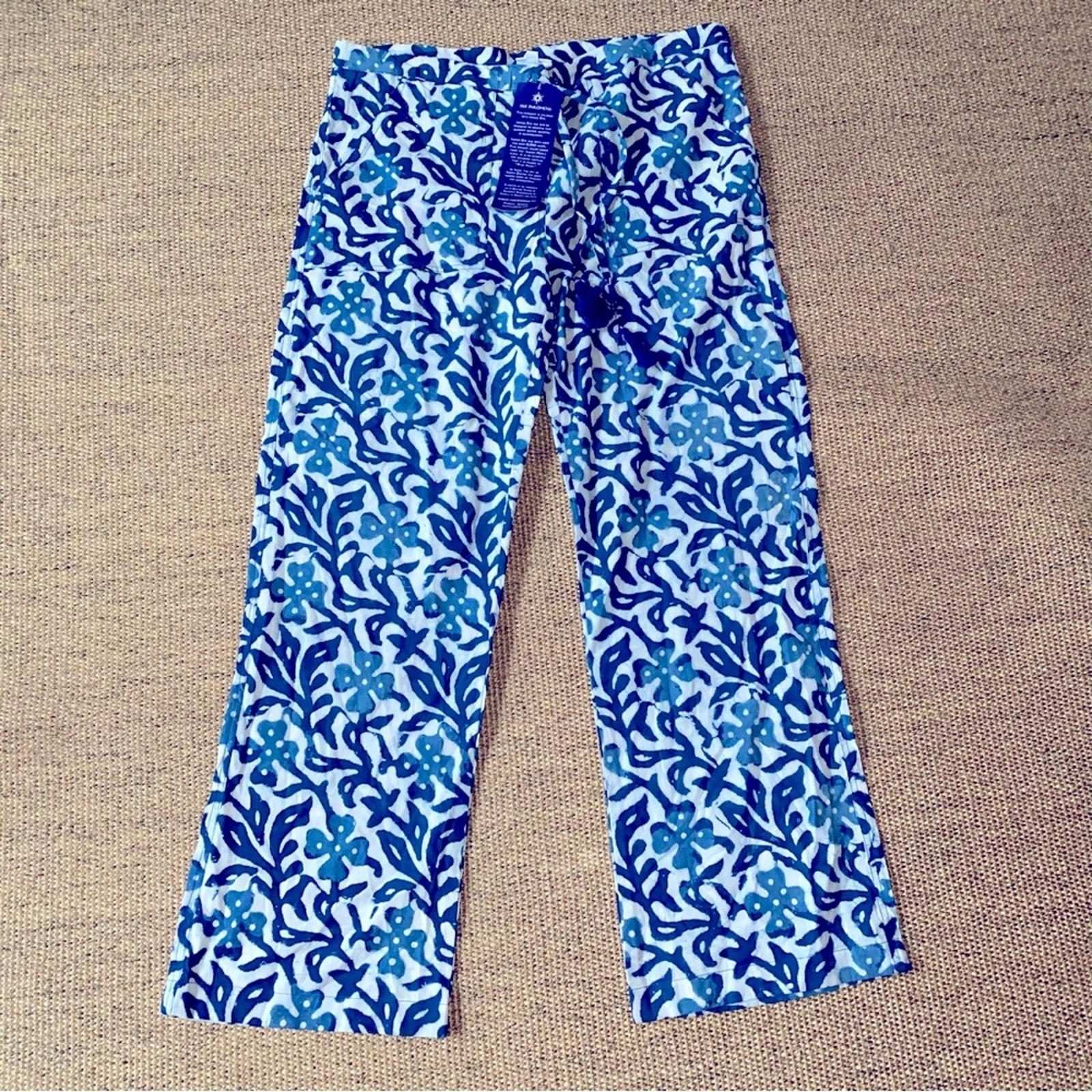 New! Pax Philomena $115 Isadora Floral Batik Cotton Wide Leg Lounge Pants Xs Nwt — image 3 of 8
